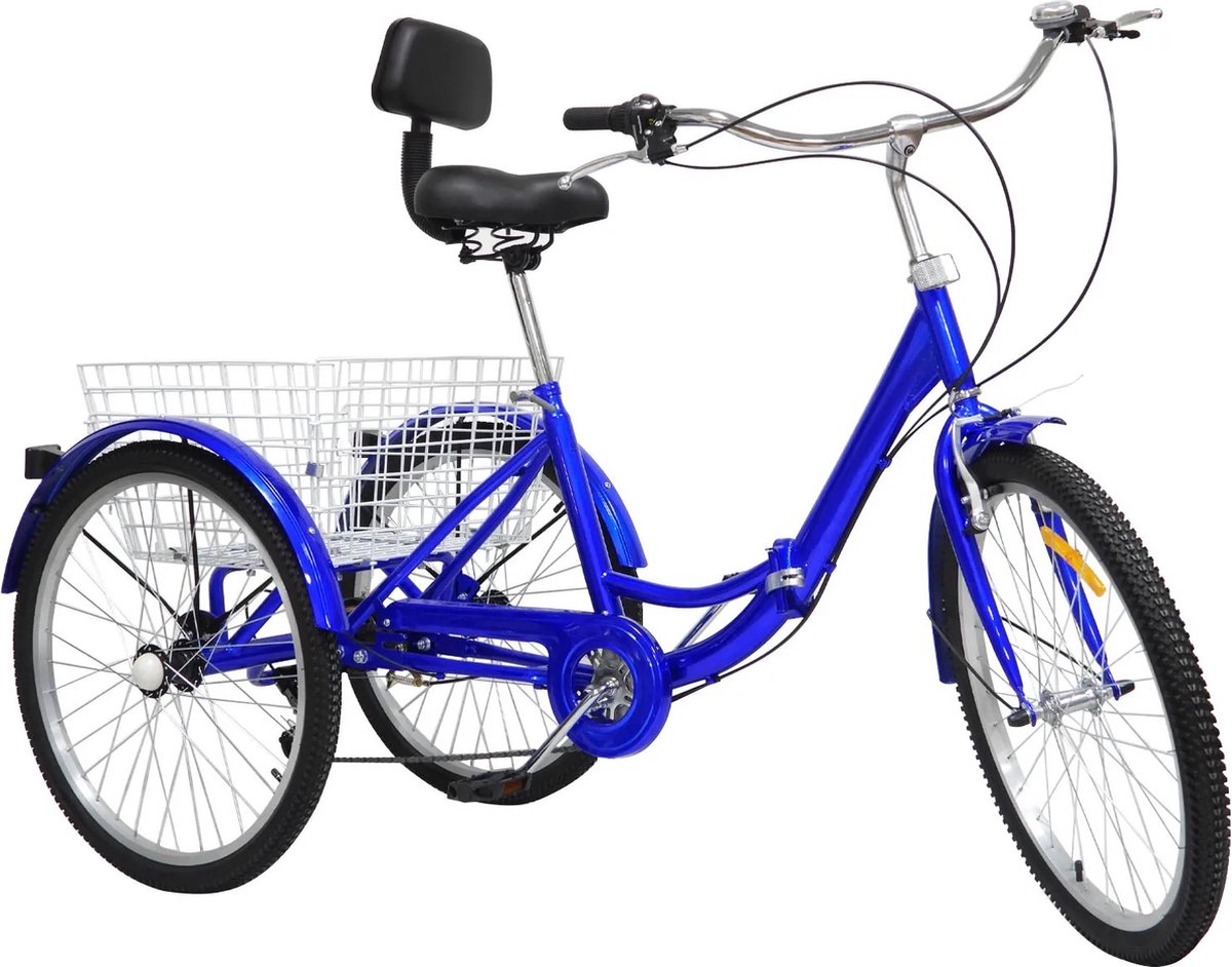 Gran Vida® - 3-Wieler voor Volwassenen - Duurzaam Ontwerp - Ergonomische Handgrepen - Veilig Remsysteem - 24 inch Wielen - Blauw Fiets kopen online