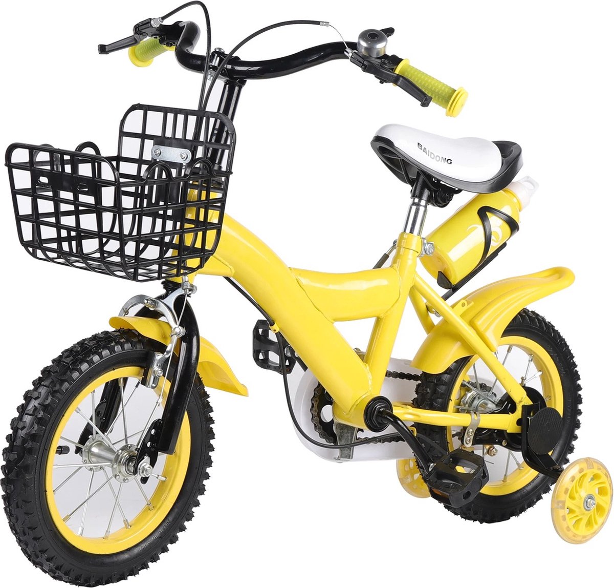 Gran Vida® - Kinderfiets - 12 Inch - Geel - Met Zijwieltjes - Voor 3-6 Jaar Kinderfiets kopen online
