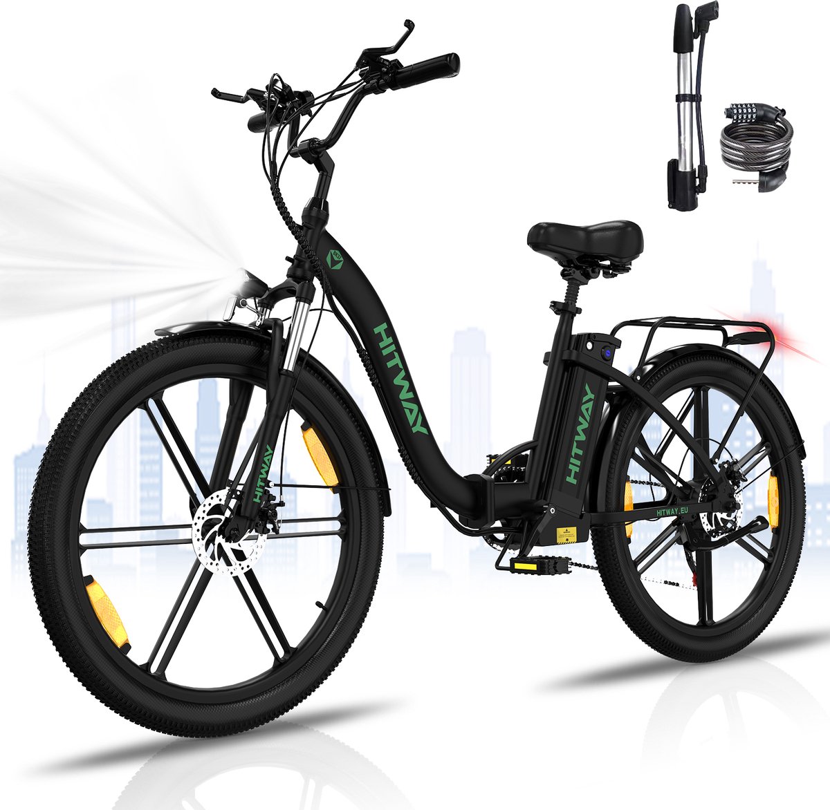 Hitway BK37 - Elektrische Fiets- 26 inch E-Bike Opvouwbaar - 250w - 7 versnellingen - zwart Fiets (elektrisch) kopen online