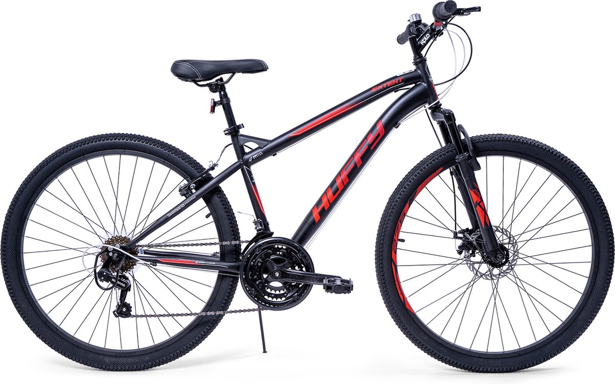 huffy extent 27 5 inch heren mountainbike zwart 18 versnellingen shimano zwart