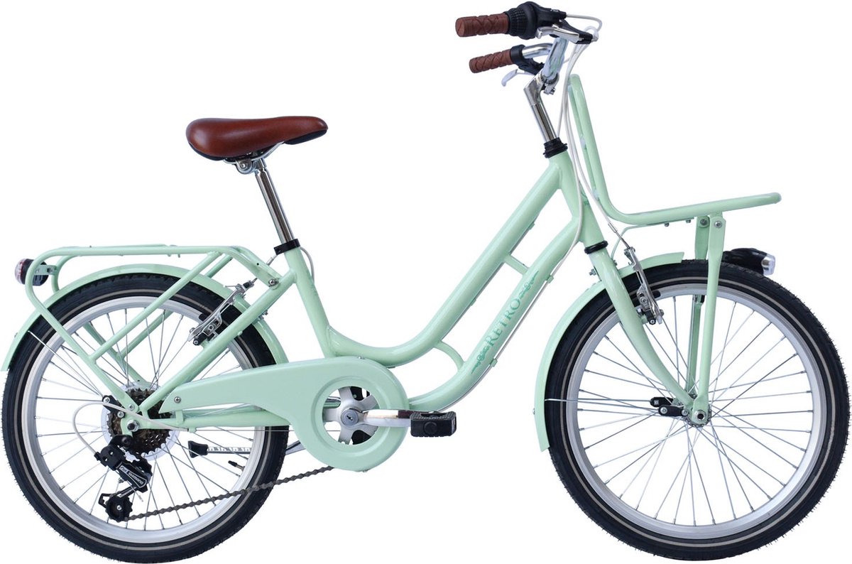 Kinderfiets Celina Unique - Met 6 versnellingen - 22 inch wielmaat - Dames/meisje - V brakes en remgrepen - Framemaat 34cm - Groen Kinderfiets kopen online
