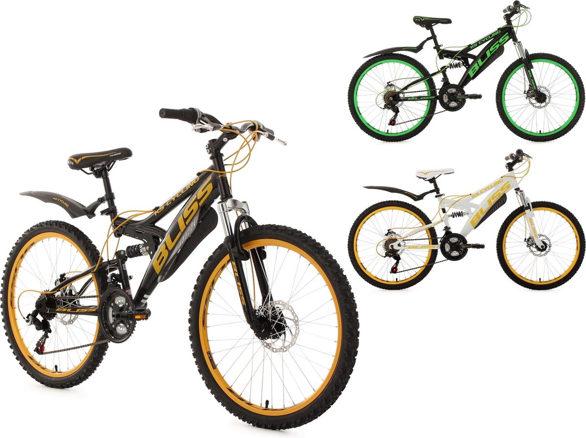 Ks Cycling Fiets 24" jeugdfiets fully-mountainbike Bliss zwart-groen - 38 cm Kinderfiets kopen online