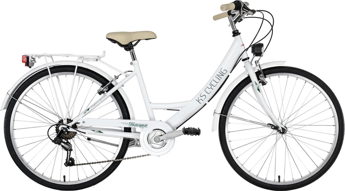 ks cycling fiets dames stadsfiets toscane 6 versnellingen 26 inch wit 41 cm