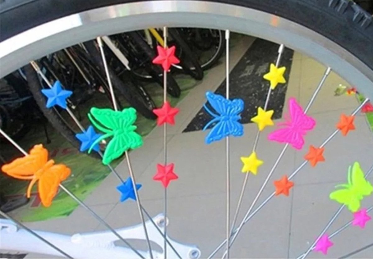 New Age Devi - Kinderfiets spaak-kralen: 25 vlinder-kralen, gekleurde fietswiel-kralen en kralen voor spaken! Kinderfiets kopen online