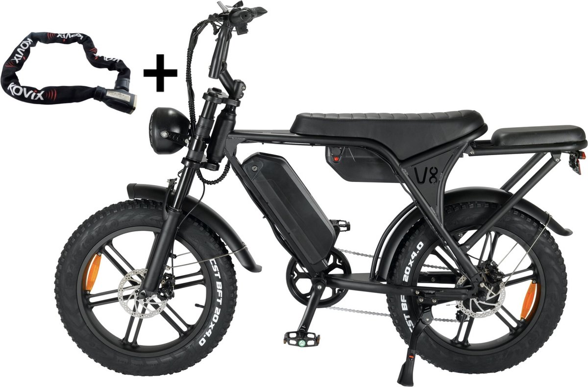 NinRyde V8 Pro Max - Fatbike - E Bike - 250W - 30Ah - Met Achterzitje - Voetsteuntjes - Incl. ART 4 slot Fiets (elektrisch) kopen online