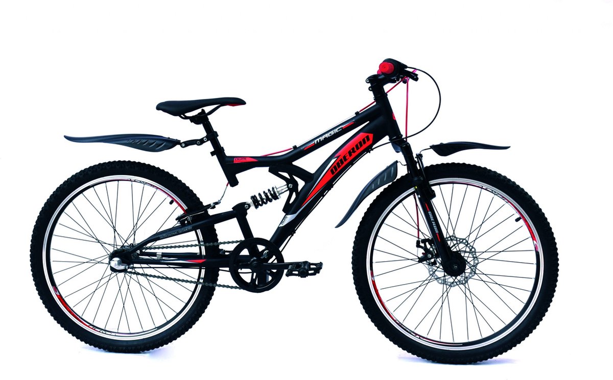 oberon mtb boys 24 inch 3 speed nexus black red