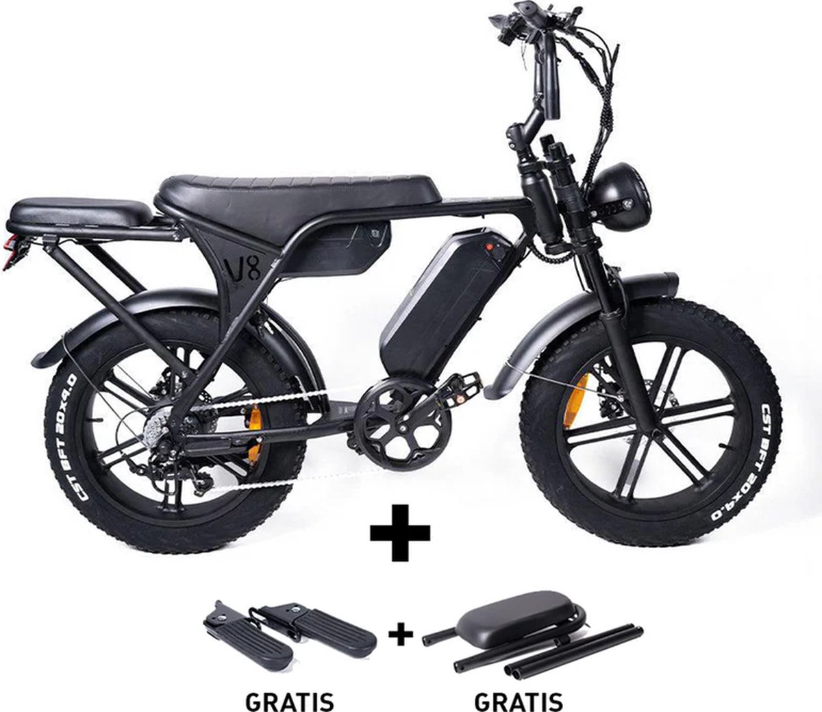 Ouxi V8 3.0 E-bike 250Watt motorvermogen topsnelheid 25 km/u 20” banden 7 versnellingen + Achterzitje + Voetsteuntjes actieradius tot 60 km Zwart Fiets (elektrisch) kopen online
