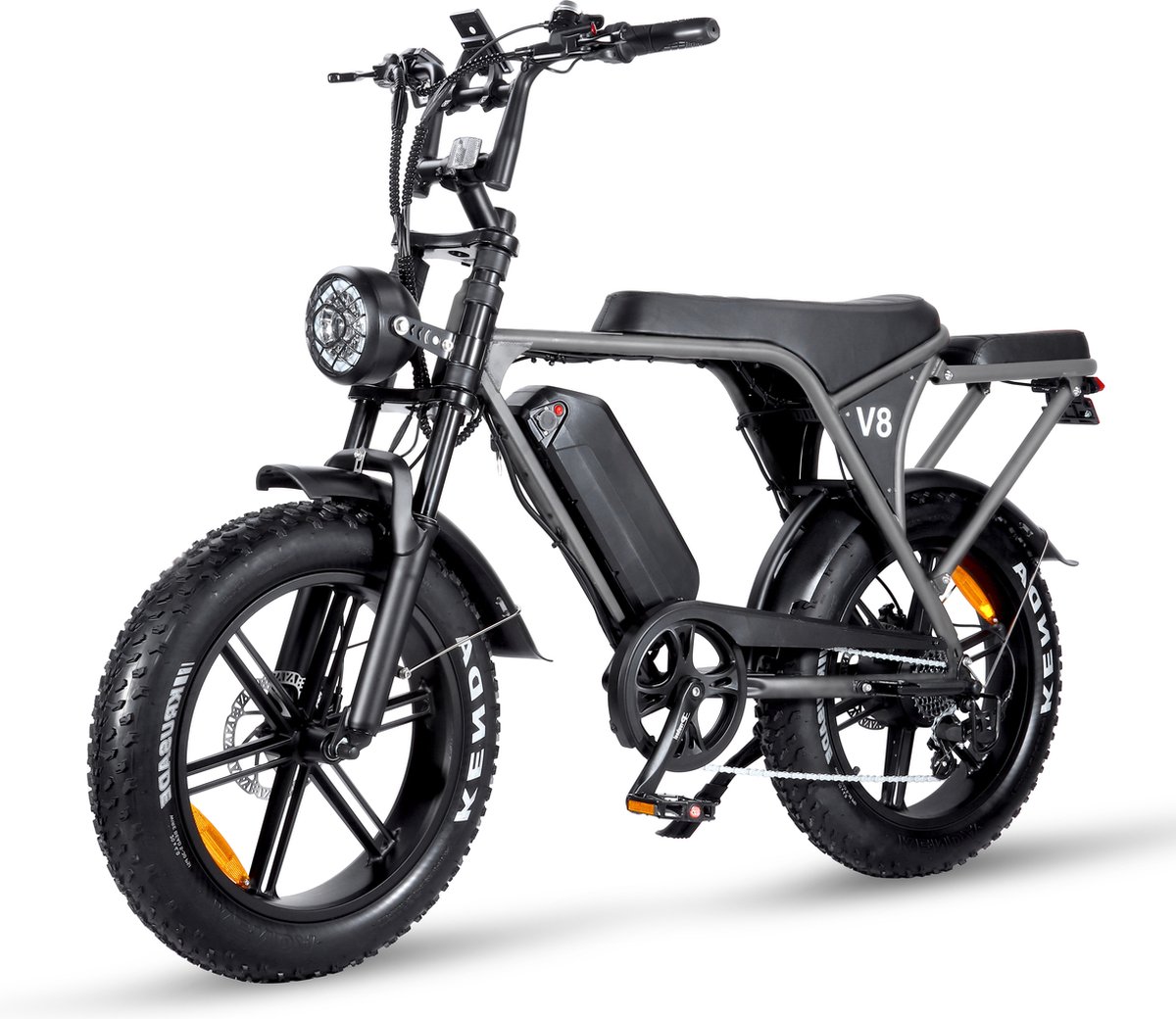 Ouxi V8 3.0 E-bike - Matt Grijs - Incl. Alarm - 250W - 25 km/u - 20” banden 7 versnellingen + Achterzitje + Voetsteuntjes actieradius tot 60 km Fiets (elektrisch) kopen online