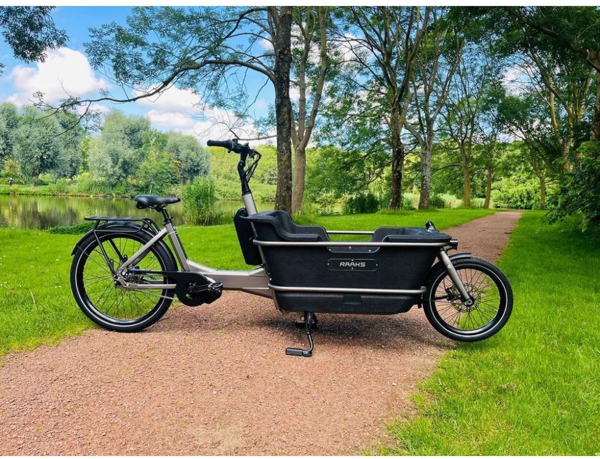 raaks rover elektrische bakfiets tweewieler grijs