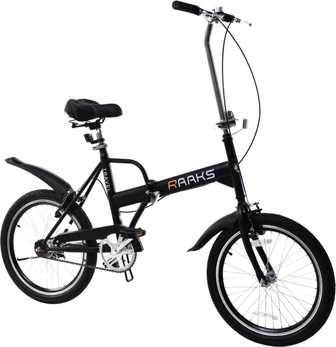 raaks travel vouwfiets 20 single speed matzwart