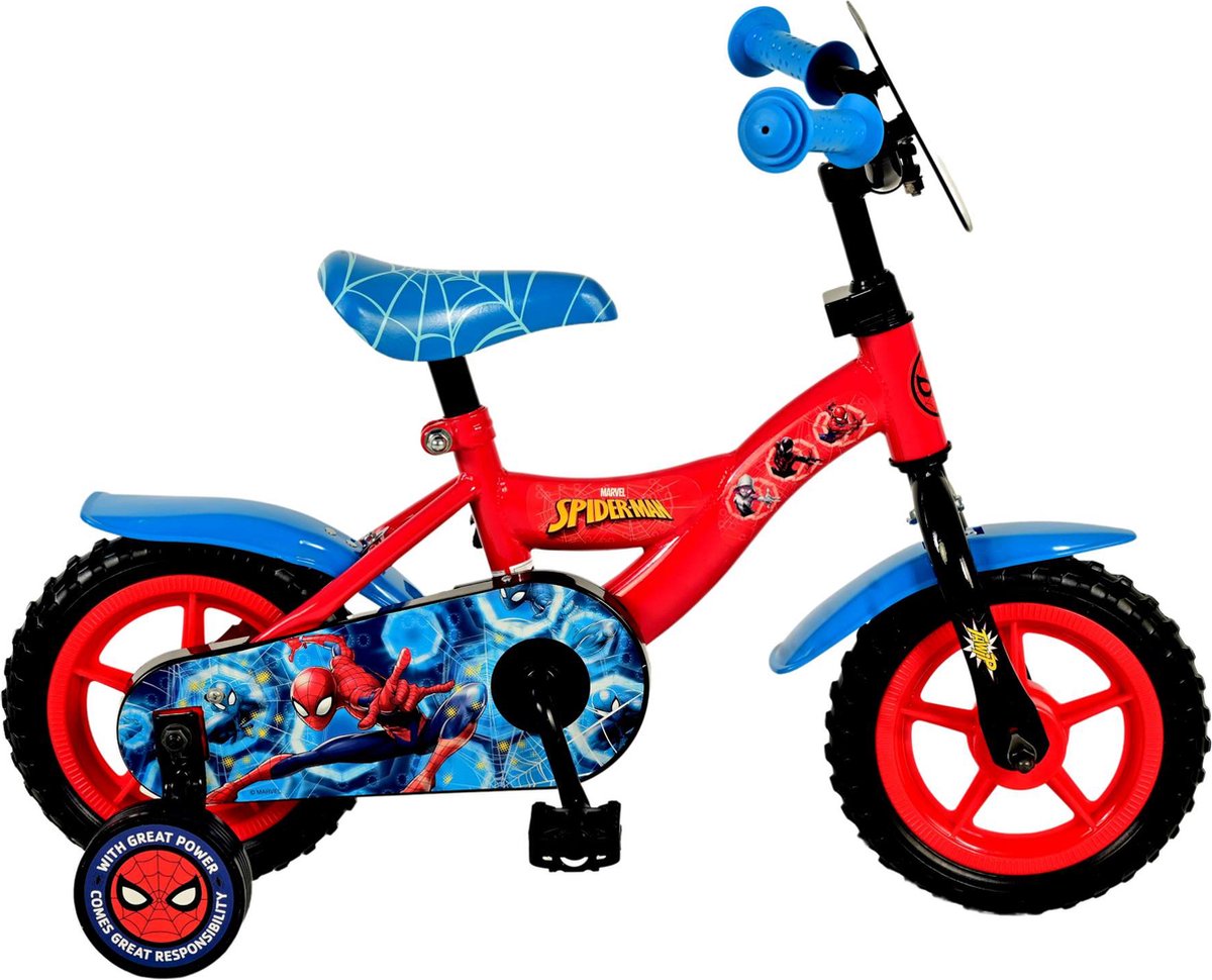 Spider-Man Kinderfiets - Jongens - 10 inch - Rood/Blauw - Doortrapper Kinderfiets kopen online