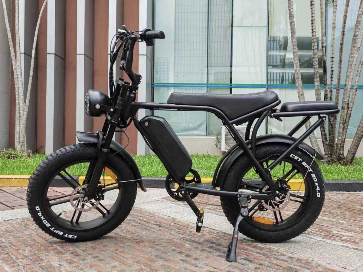 v8 2 0 pro fatbike elektrische fiets 250w 15ah zwart incl bagagedrager achterzitje