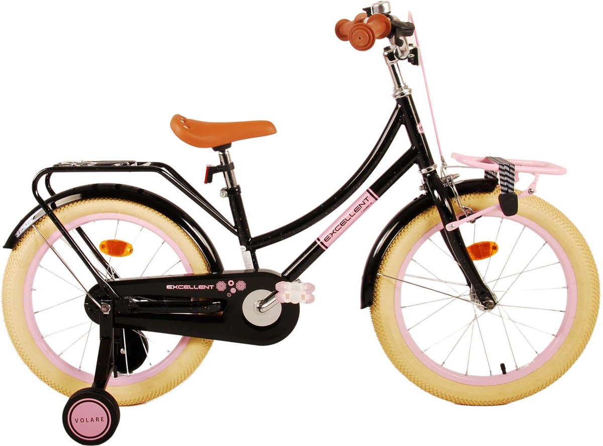 Volare Excellent Kinderfiets - Meisjes - 18 inch - Zwart - 95% afgemonteerd Kinderfiets kopen online