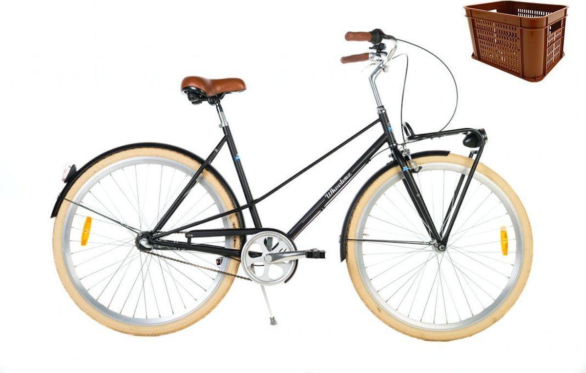 wheelerz nl fiets elite 28 inch matzwart inclusief krat
