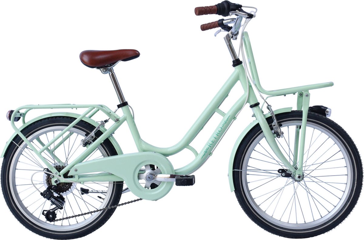 wings retro kinderfiets fiets voor meisjes 22 inch 34 cm 6 versnellingen v brakes lichtblauw