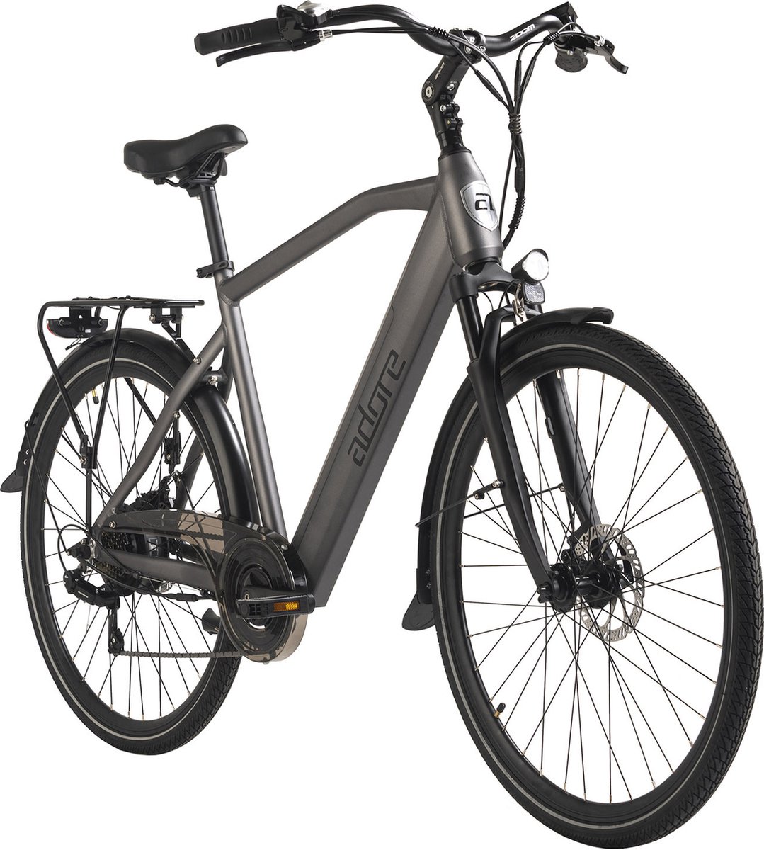 adore fiets elektrisch adore e citybike 28 aluminium stadsfiets cv 190 achtermotor 45nm 12 8ah antraciet mat 53 cm