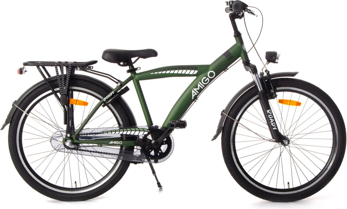 amigo roady jongensfiets 24 inch kinderfiets voor 8 tot 12 jaar 115 cm 3 versnellingen groen