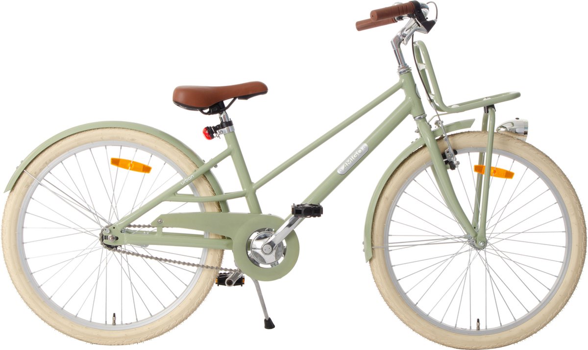 amigo urban kinderfiets 24 inch 35 cm 8 tot 12 jaar met terugtraprem en v brake groen