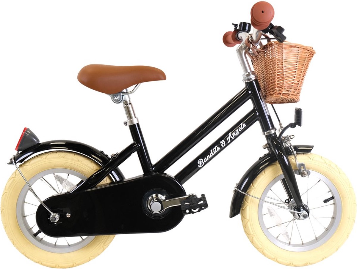 Bandits & Angels kinderfiets Retro Rider 12 inch zwart - 3 jaar - jongens en meisjes - metaal Kinderfiets kopen online