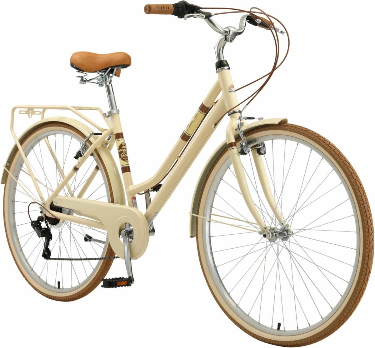 bikestar 28 inch 7 sp derailleur retro damesfiets beige