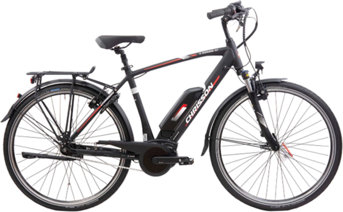 Chrisson E-Rounder N7 Elektriche Fiets 28 Inch - E-bike 53 cm - Middenmotor - Herenfiets - 7 Versnellingen - V-Brakes - Zwart Fiets (elektrisch) kopen online