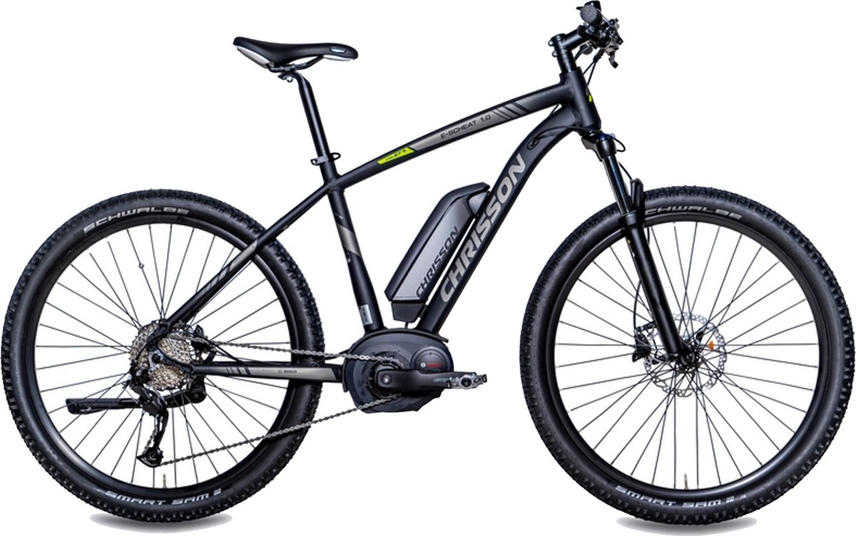 Chrisson E-Scheat Elektrische Mountainbike 27.5 Inch - E-bike 48 cm - Middenmotor - 9 Versnellingen - Hydraulische Schijfremmen - Matzwart Fiets (elektrisch) kopen online