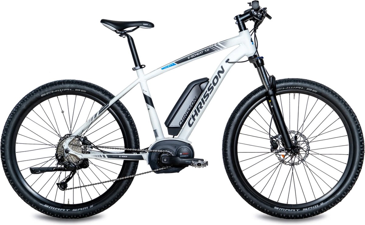 chrisson e scheat elektrische mountainbike 27 5 inch e bike 48 cm middenmotor 9 versnellingen hydraulische schijfremmen wit