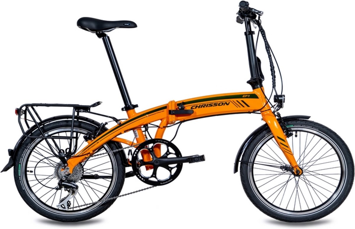 chrisson ef1 elektrische fiets 20 inch vouwfiets 30 cm 8 versnellingen v brakes oranje