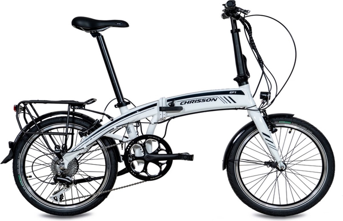 chrisson ef1 elektrische fiets 20 inch vouwfiets 30 cm 8 versnellingen v brakes wit