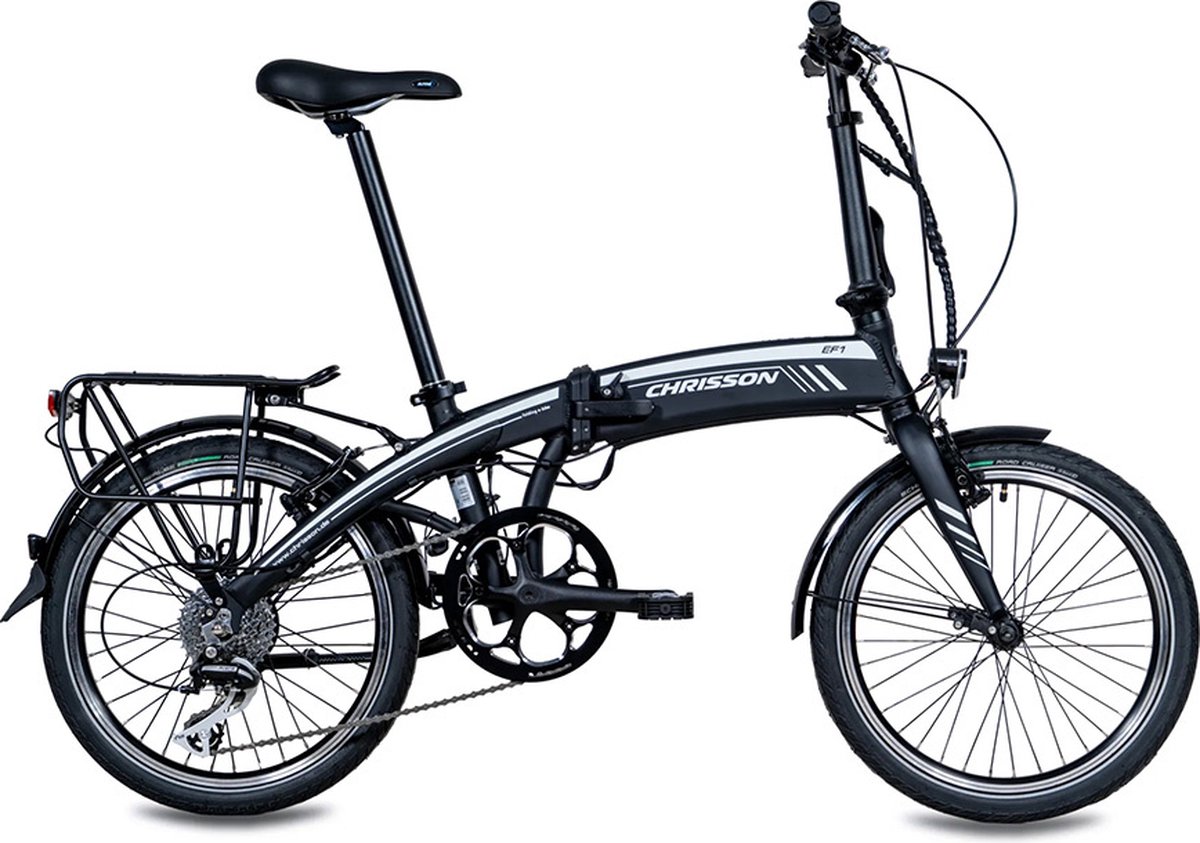 Chrisson EF1 Elektrische Fiets 20 Inch - Vouwfiets 30 cm - 8 Versnellingen - V-Brakes - Zwart Fiets (elektrisch) kopen online