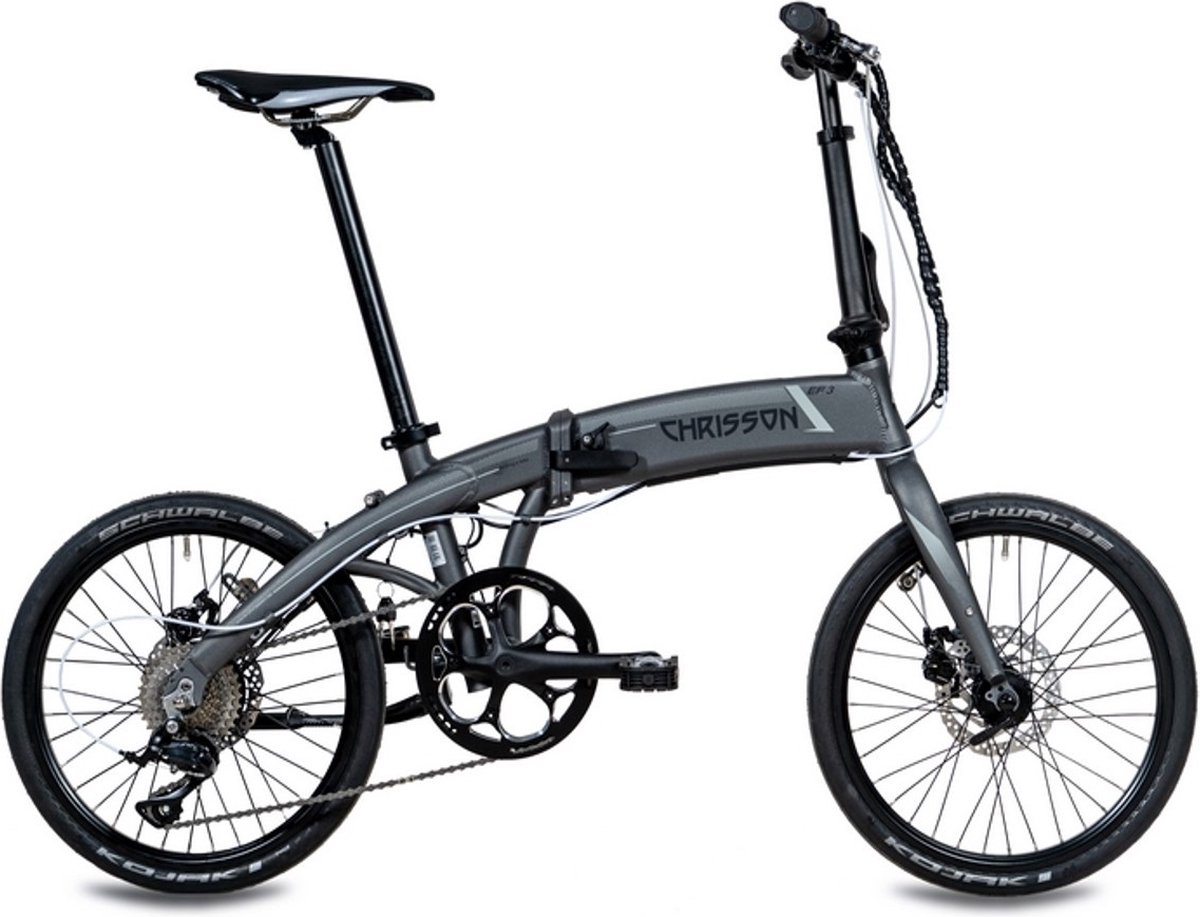 Chrisson EF3 Elektrische Fiets 20 Inch - Vouwfiets 32 cm - 9 Versnellingen - Mechanische Schijfremmen - Grijs Fiets (elektrisch) kopen online