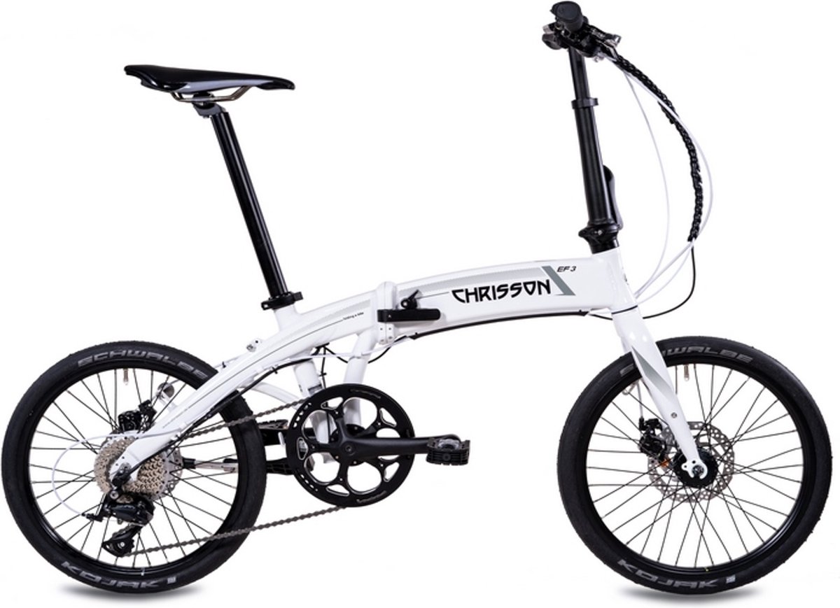 chrisson ef3 elektrische fiets 20 inch vouwfiets 32 cm 9 versnellingen mechanische schijfremmen wit