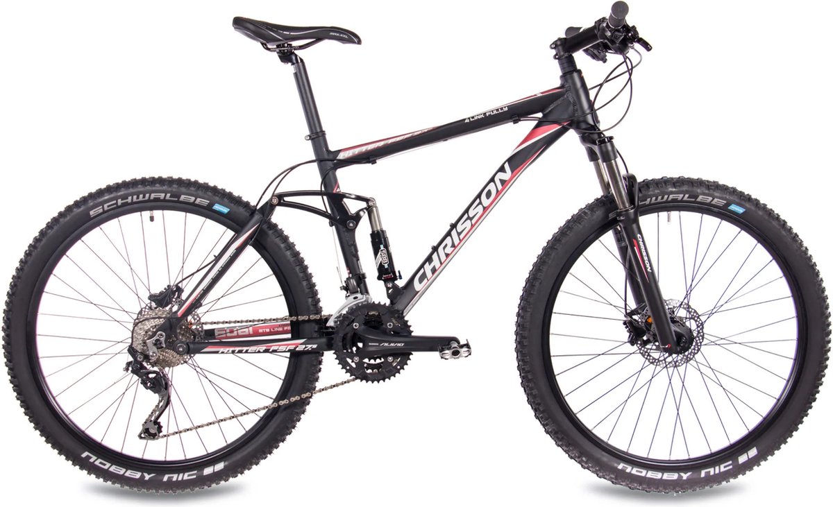 chrisson hitter mountainbike 27 5 inch 46 cm herenfiets 27 versnellingen hydraulische schijfremmen zwart