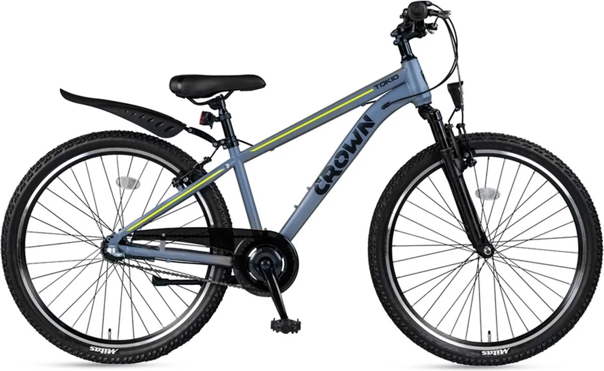 Crown Tokio Mountainbike Jongens 26 inch 3v Grijs - Geel Fiets kopen online