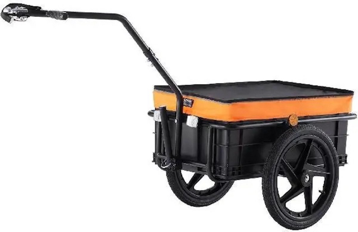 decotopia fietsaanhangwagen fietsbak bagage fietskar aanhanger lichtgewicht met regenhoes zwart