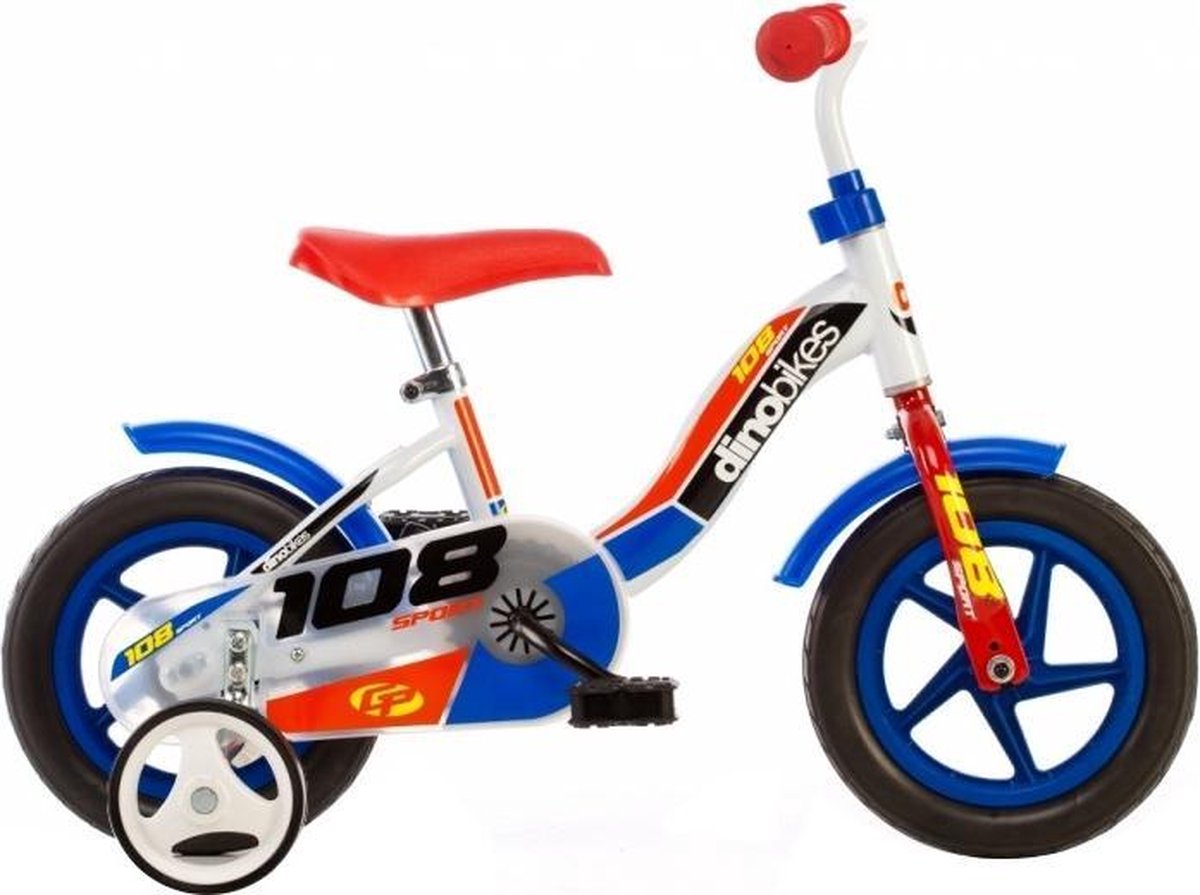 dino 108 sport kinderfiets 10 inch van 1 3 jaar met zijwieltjes jongensfiets wit