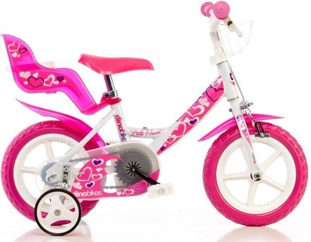 dino little heart kinderfiets 12 inch van 2 4 jaar met zijwieltjes meisjesfiets wit
