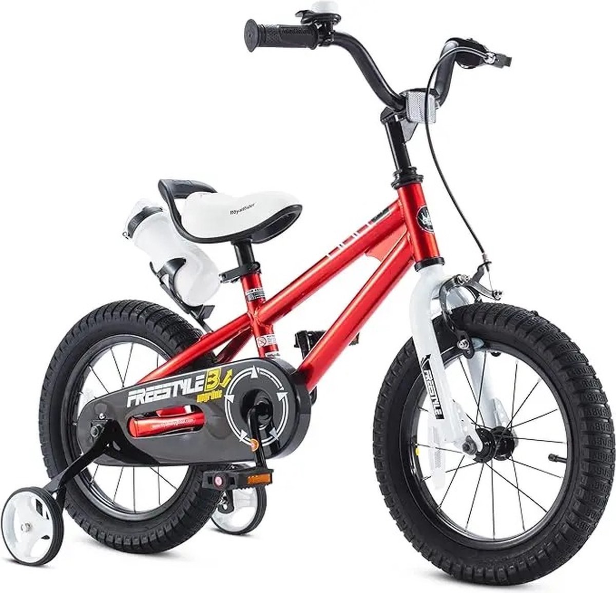 Fiets - Kinderfiets - Kinderfiets 12 Inch - Voor Meisje of jongetje - Met Steunwielen - Met drinkflesje - Met standaard - Met bel - Rood Kinderfiets kopen online
