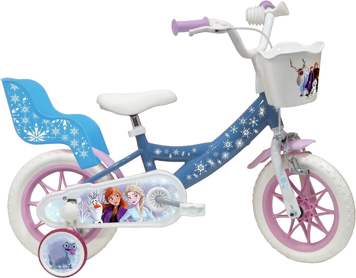 fiets van 30 5 cm 12 inch meisjes ijskoningin met 1 rem mand voor poppenhouder achter spatborden behuizing en stabilisatoren hemelsblauw