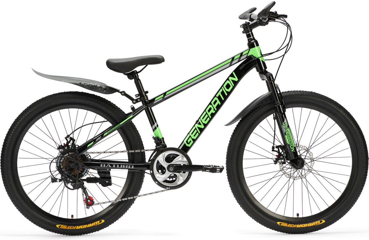 generation baturo mountainbike 24 inch groen spatborden