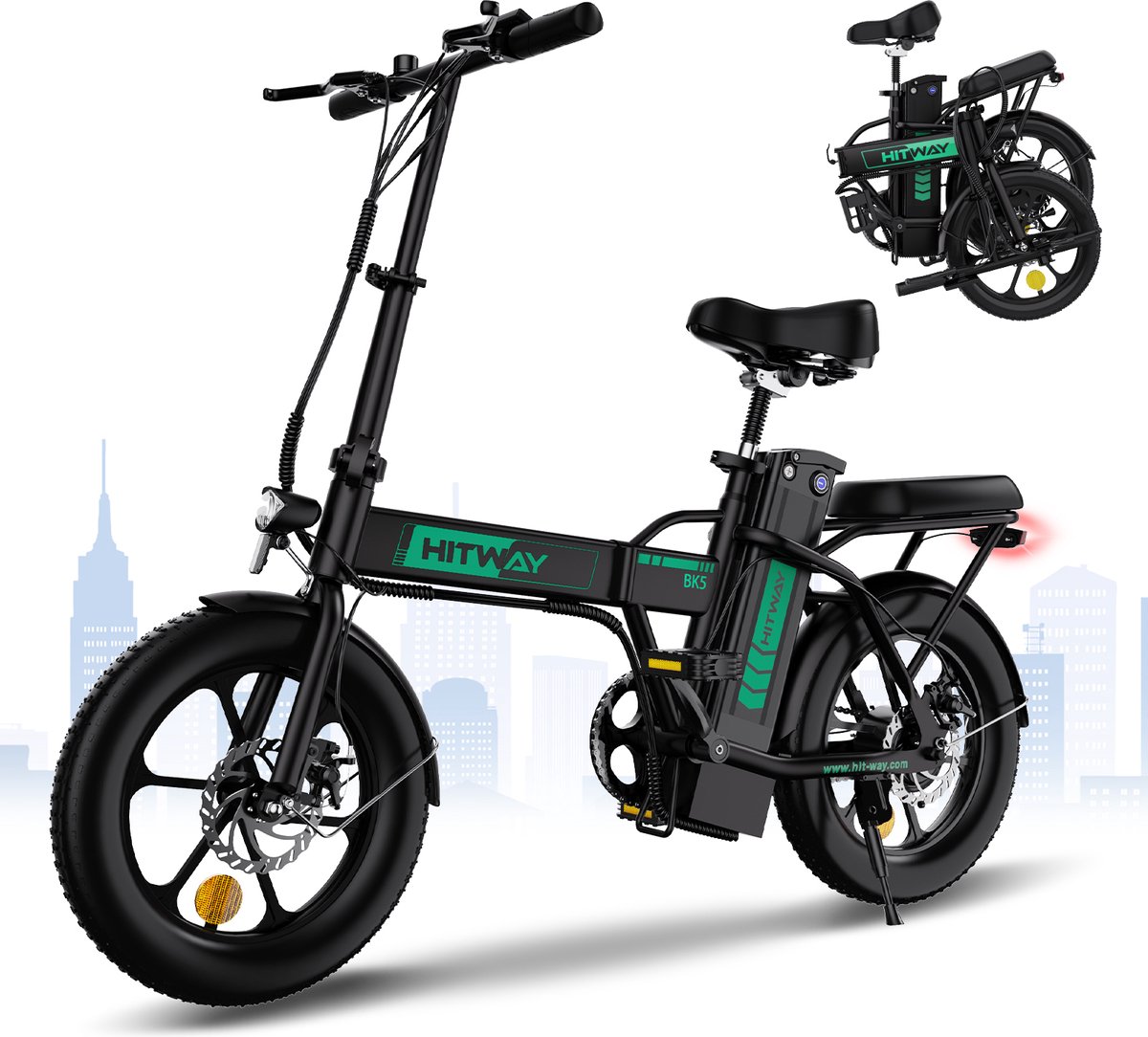 Hitway BK5 - Elektrische Fiets - E-Bike Opvouwbaar - 16 Inch - 25km/h - Zwart Fiets (elektrisch) kopen online