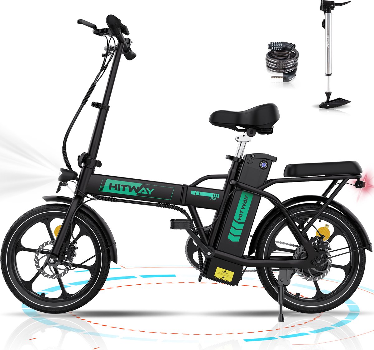 hitway elektrische fiets bk5s 16 inch city commuter ebike met afneembare 36v 10 4ah lithium batterij opvouwbaar e bike met 250w motor ip54 waterproof
