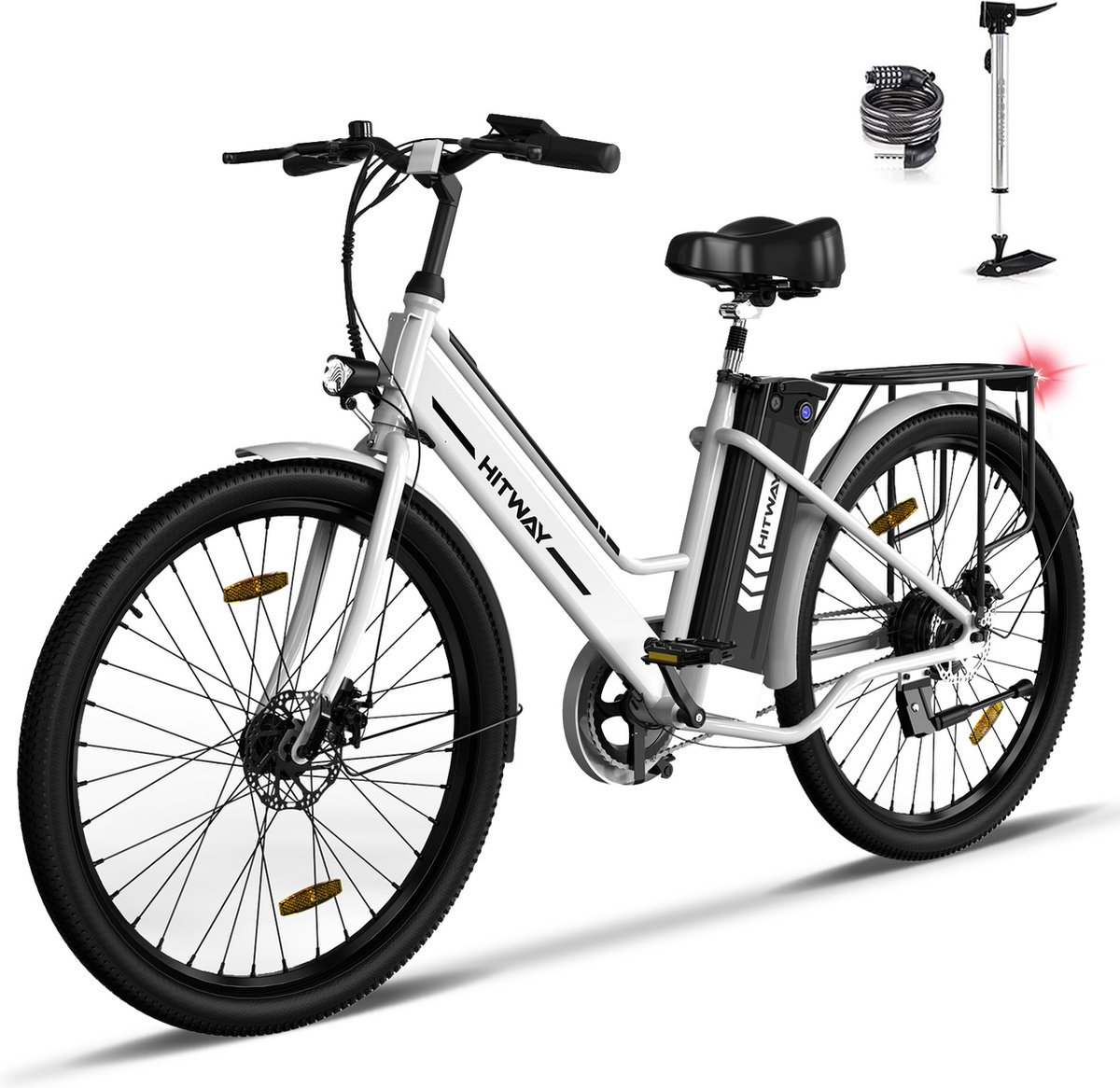 hitway elektrische fiets e bike 26 inch 250 w motor tot 35 70 km wit blauw