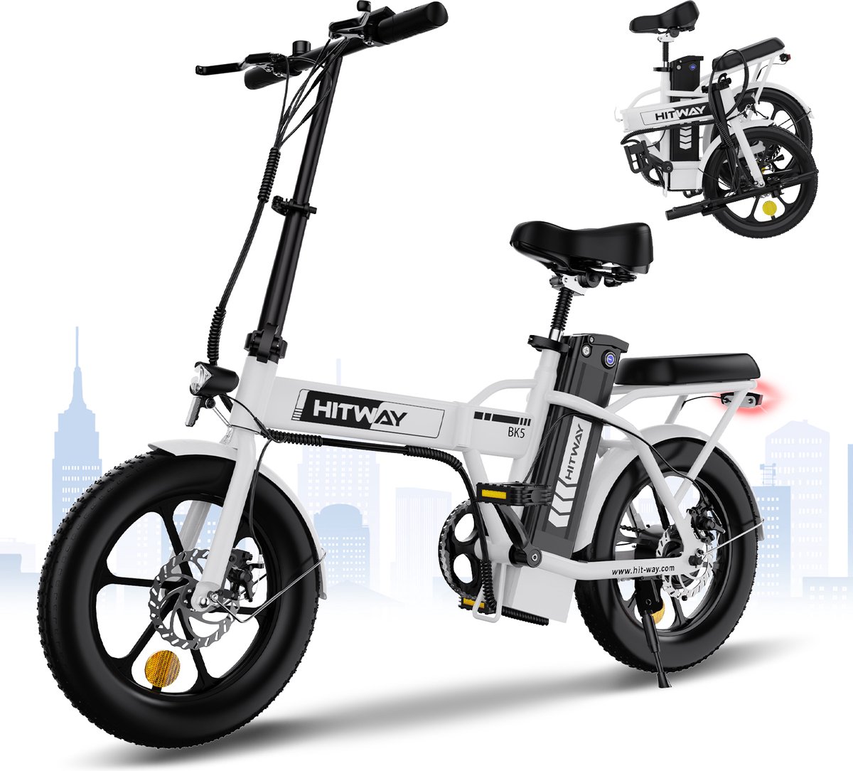 Hitway Elektrische Fiets - Opvouwbaar E-Bike - 16 Inch - 25km/h - Wit Fiets (elektrisch) kopen online