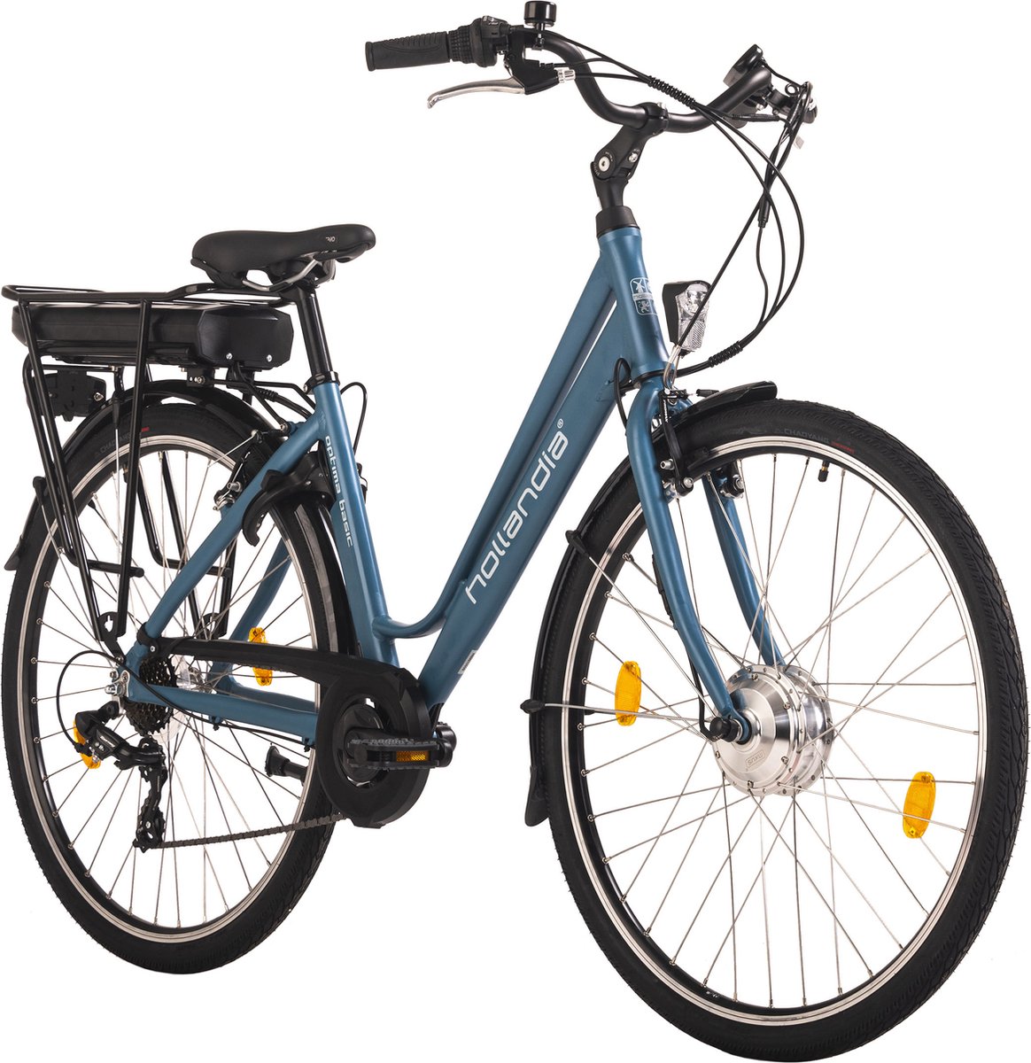 hollandia fiets elektrisch dames e city fiets 28 optima basic blauw 7 versnellingen 46 cm