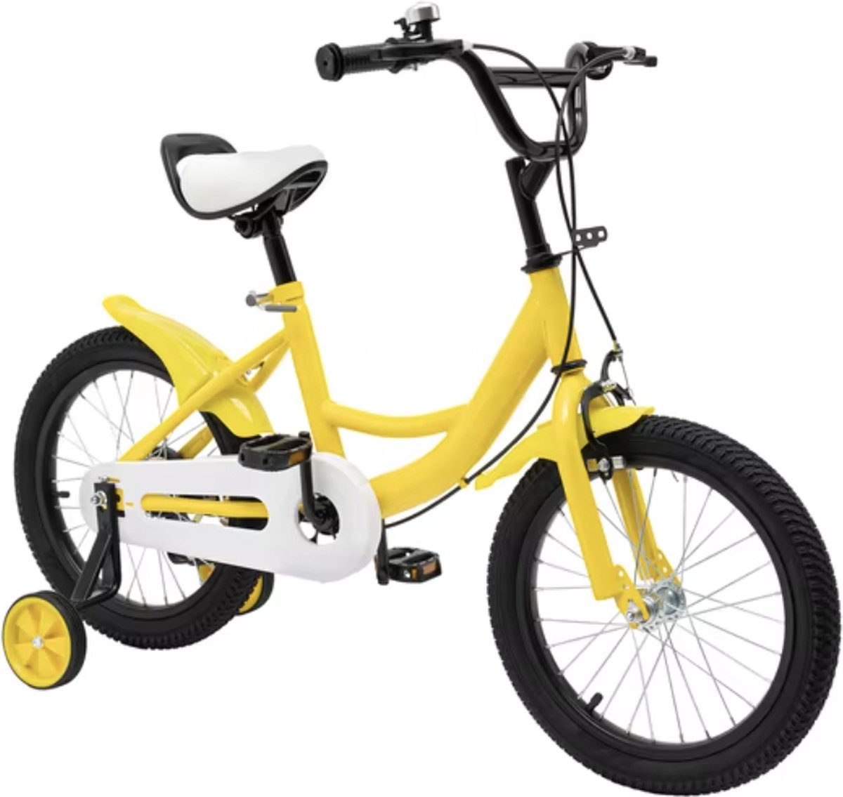 j r kinderfiets 16 inch jongensfiets 16 inch fiets 16 inch unisex met zijwieltjes geel