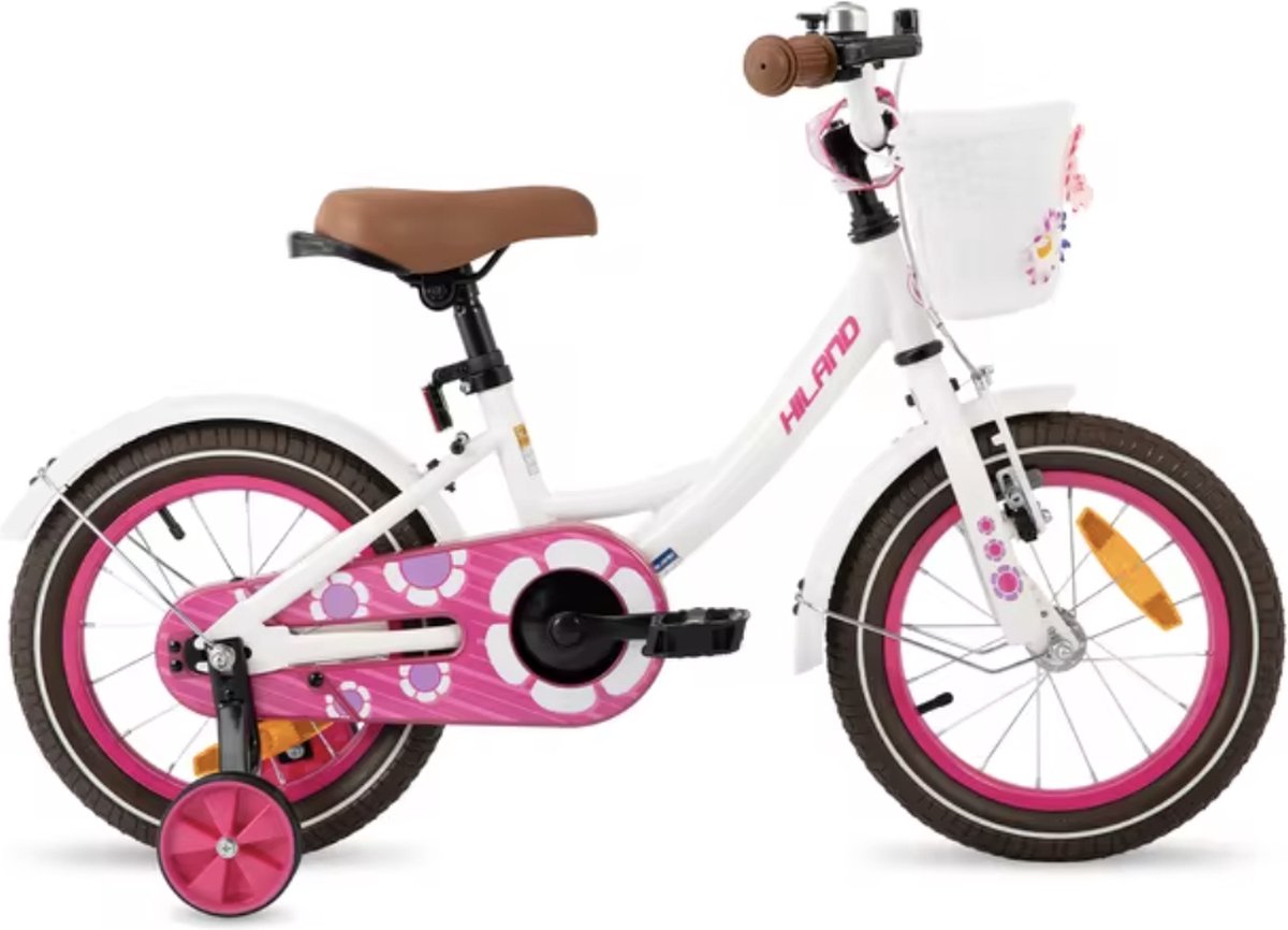 J&R Meisjesfiets 16 inch - Kinderfiets 16 inch - Fiets 16 inch - Met zijwieltjes - Mandje - Wit Kinderfiets kopen online