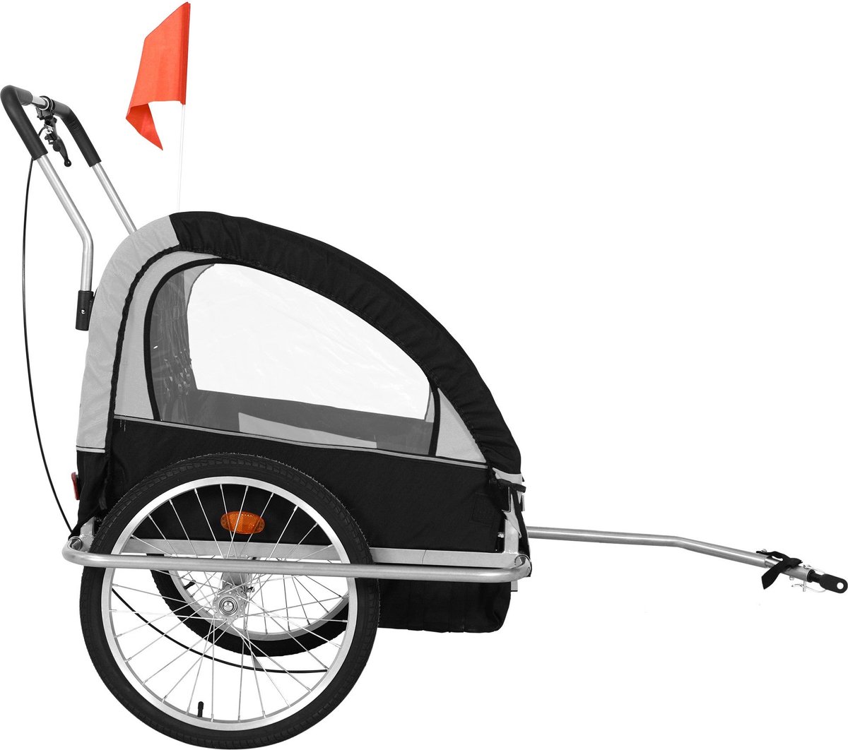 Jago Fietskar - Aanhanger - Kinderwagen - Aanhangwagen - Kinderen - Honden - Grijs Kinderfiets kopen online