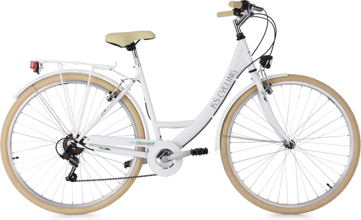 ks cycling fiets damesfiets stadsfiets 6 versnellingen toscane 28 inch wit 48 cm