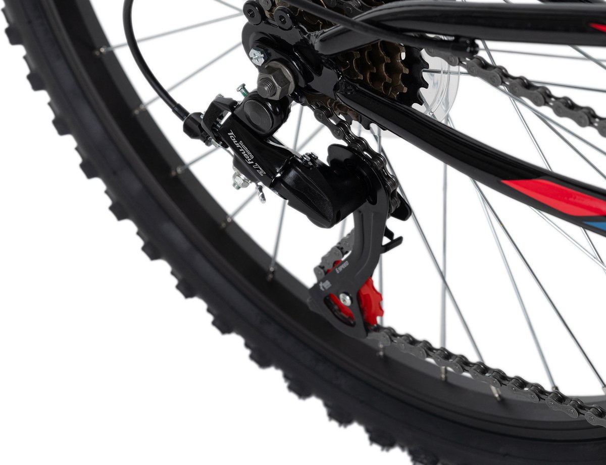 ks cycling fiets kinder mountainbike 24 zodiac rh 38 cm zwart rood 38 cm